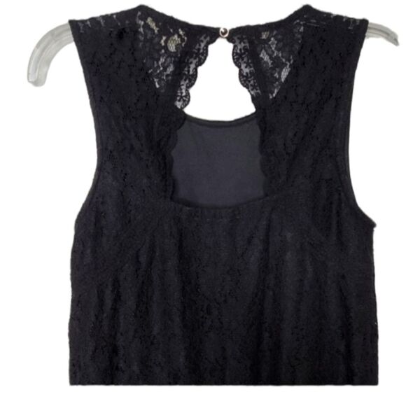 L MONTEAU Los Angeles LACE OPEN BACK SHEATH LBD sexy BLACK DRESS large - Picture 2 of 4